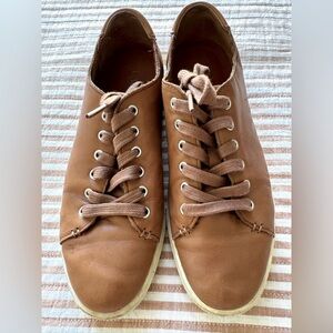 Lauren Ralph Lauren Women’s Waverly Leather Brown Sneakers Laced Shoes Preppy